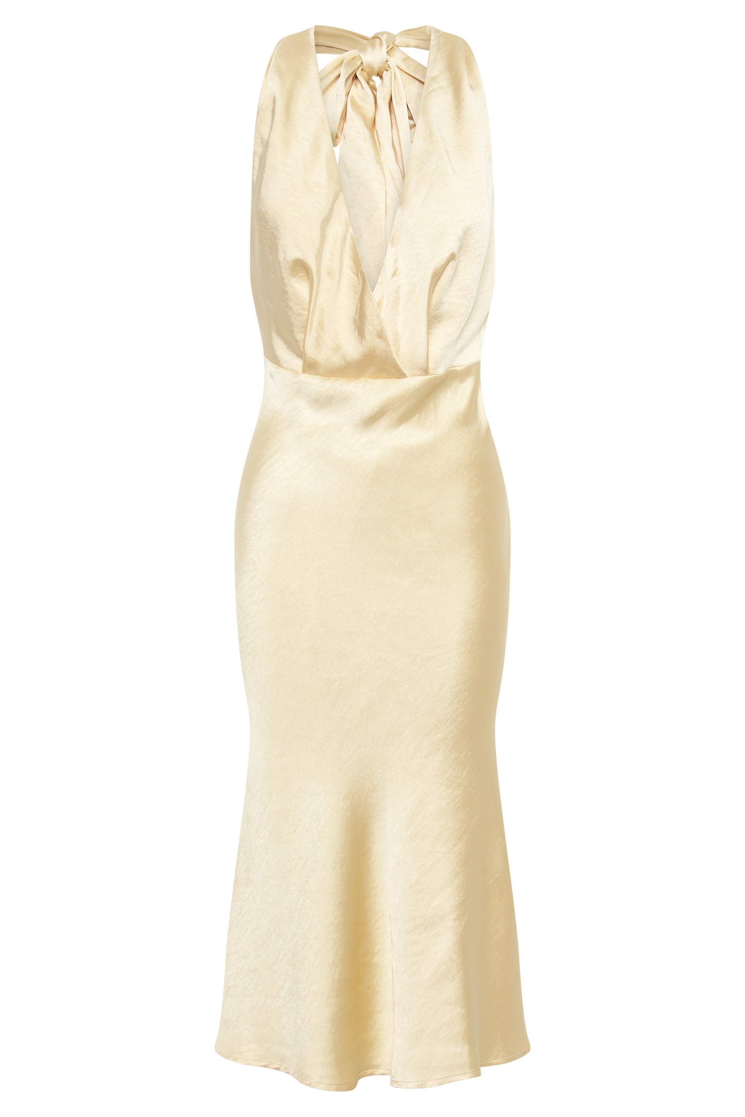 Terri Satin Cowl Midi Dress - Butter