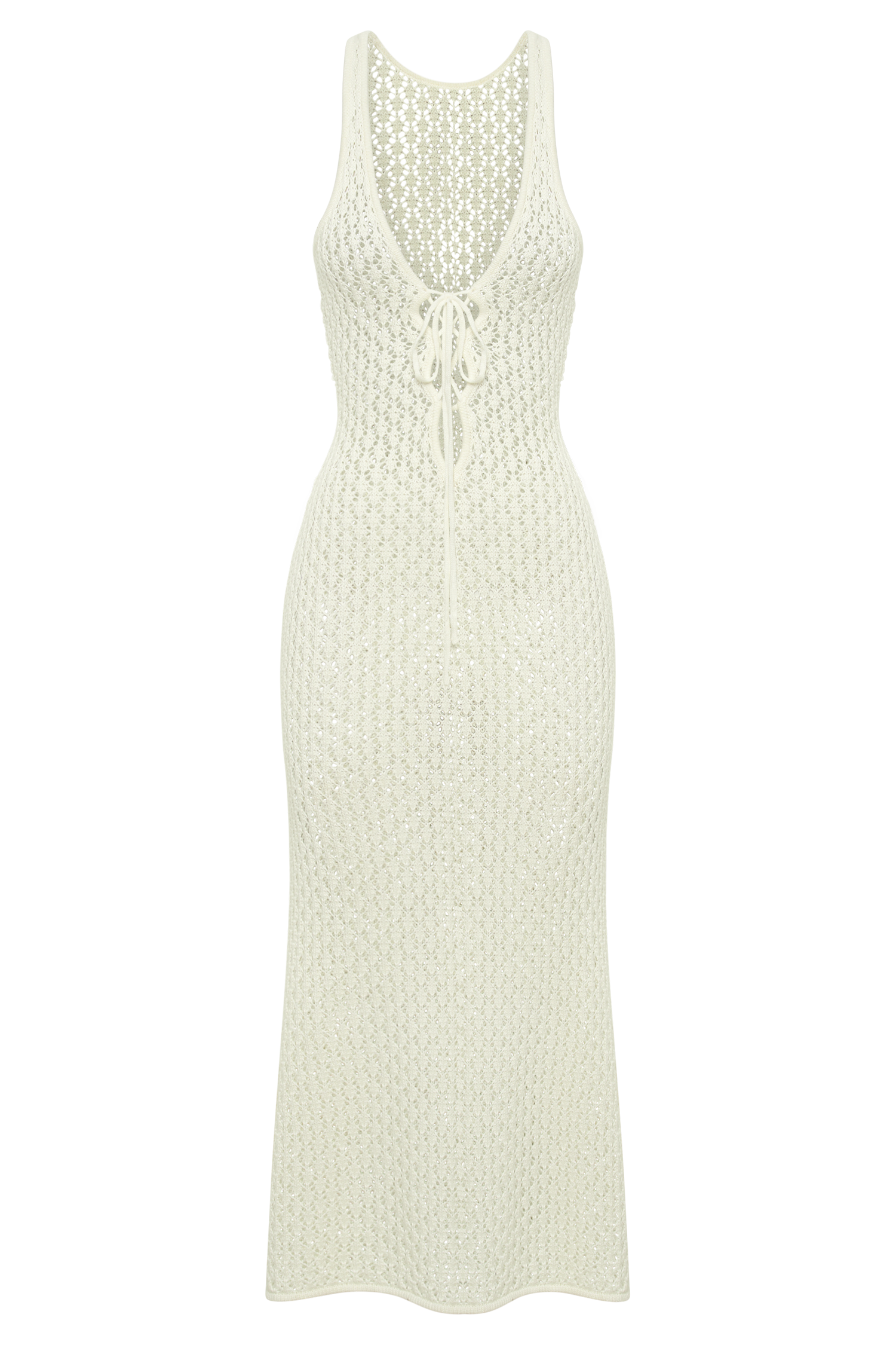 Cordelia Crochet Fishtail Midi Dress - Ivory
