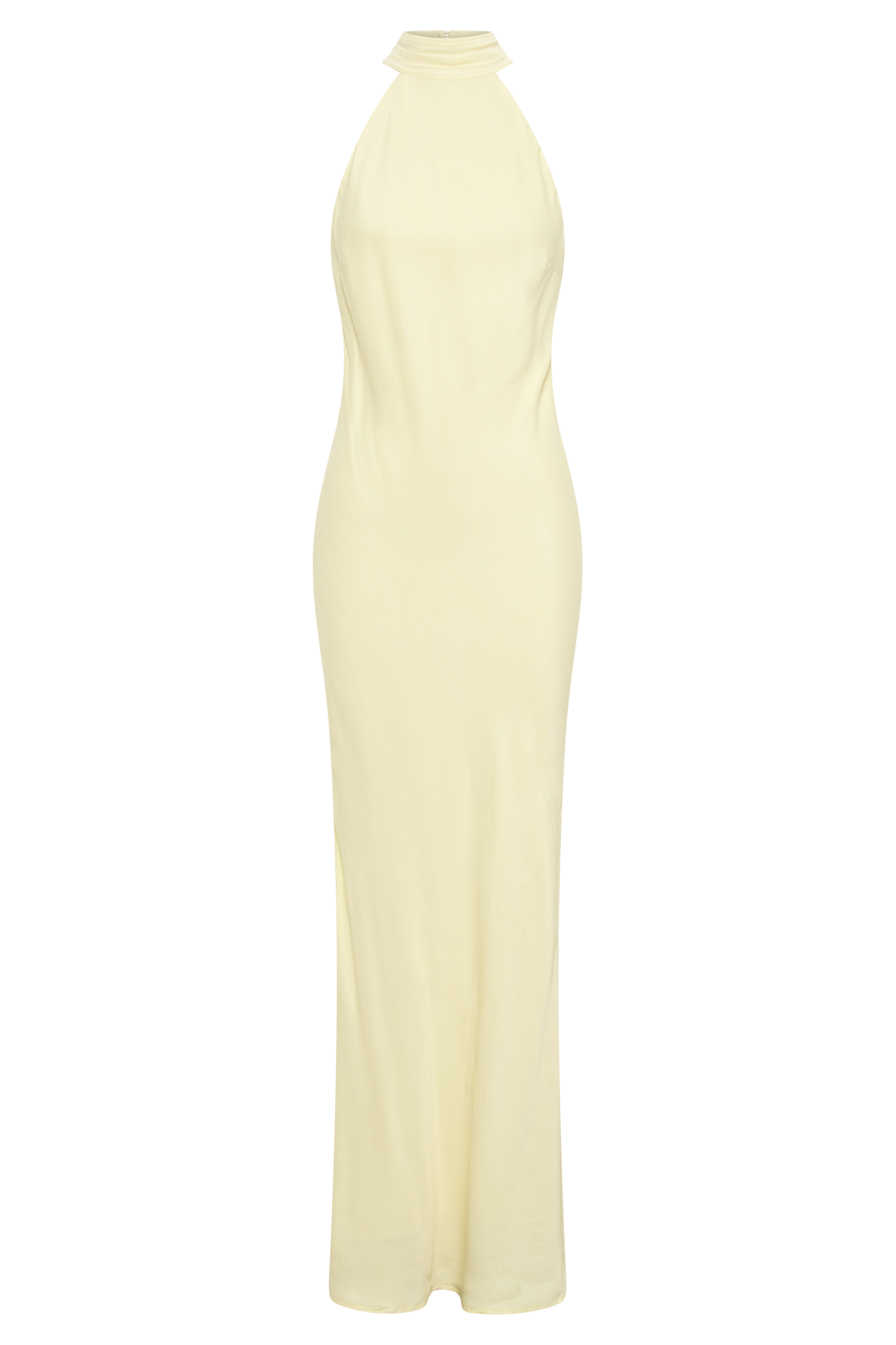 Claire Matte Satin Drape Back Maxi Dress - Light Yellow