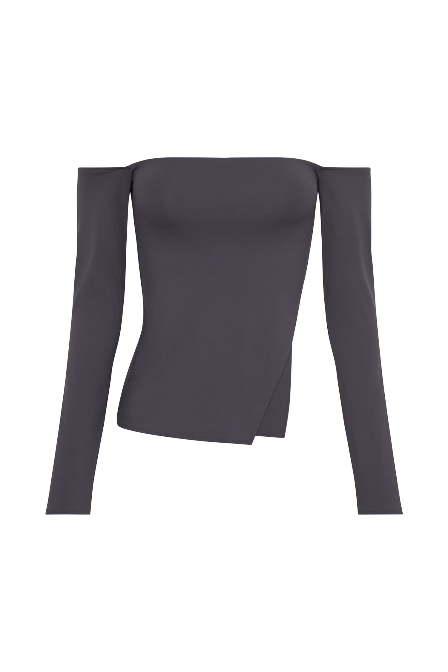 Carmen Recycled Nylon Off Shoulder Top - Charcoal