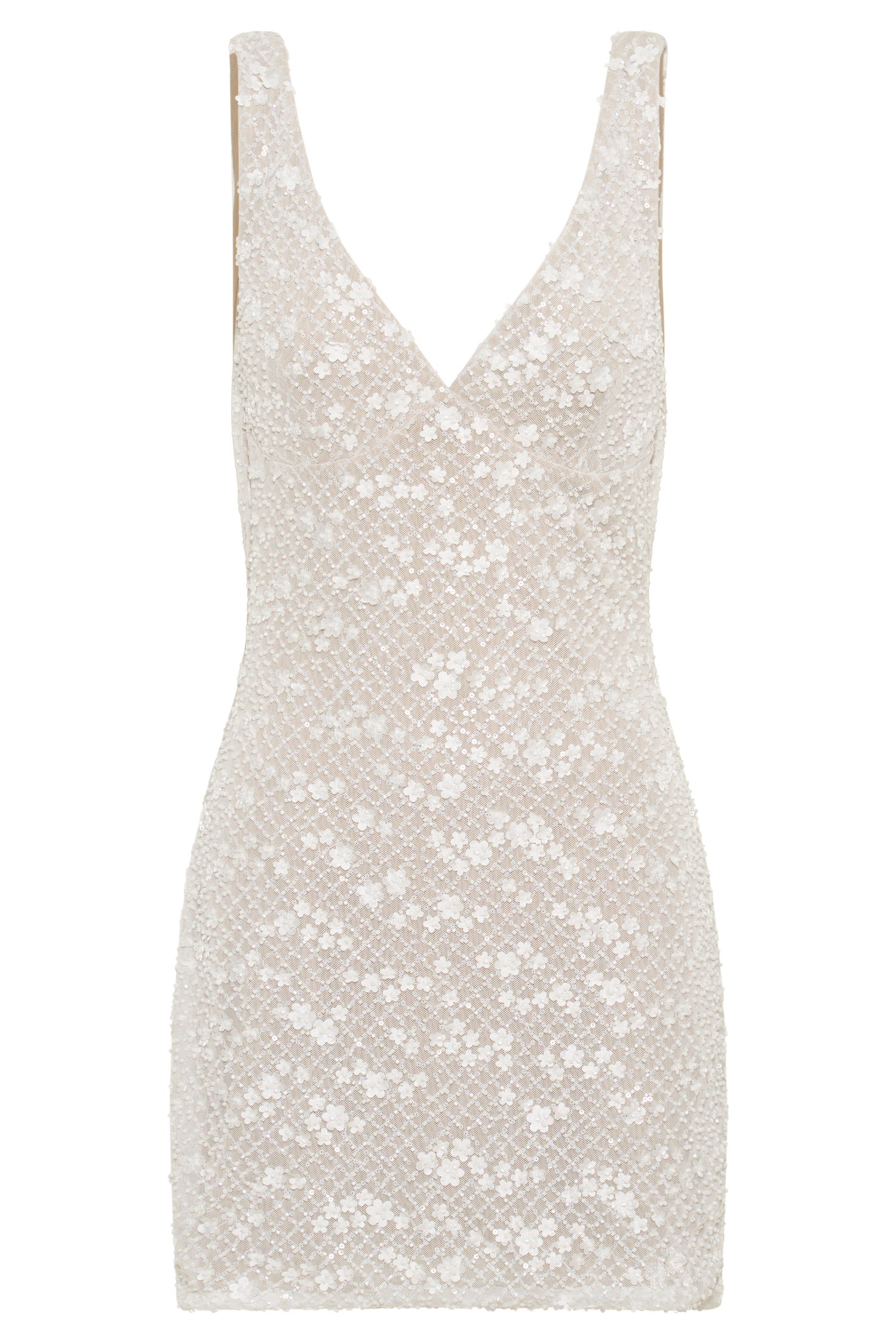 Louanne Daisy Beaded Mini Dress - White