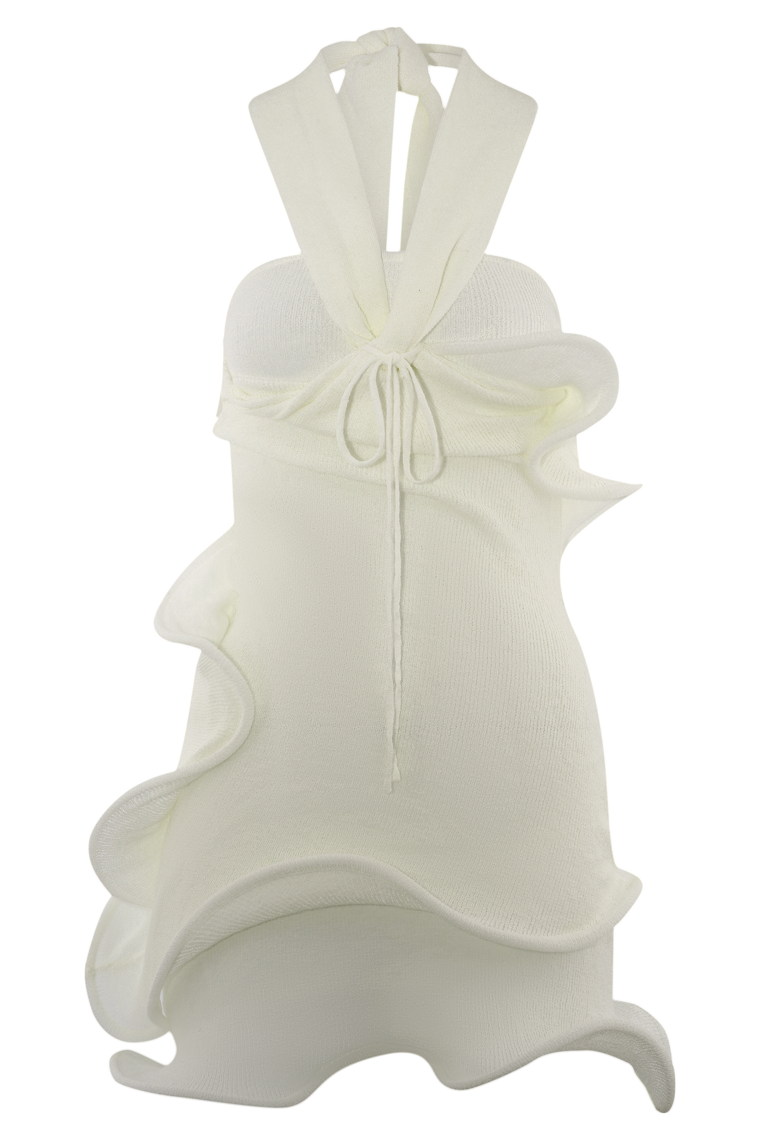 Caprice Halter Knit Mini Dress - White