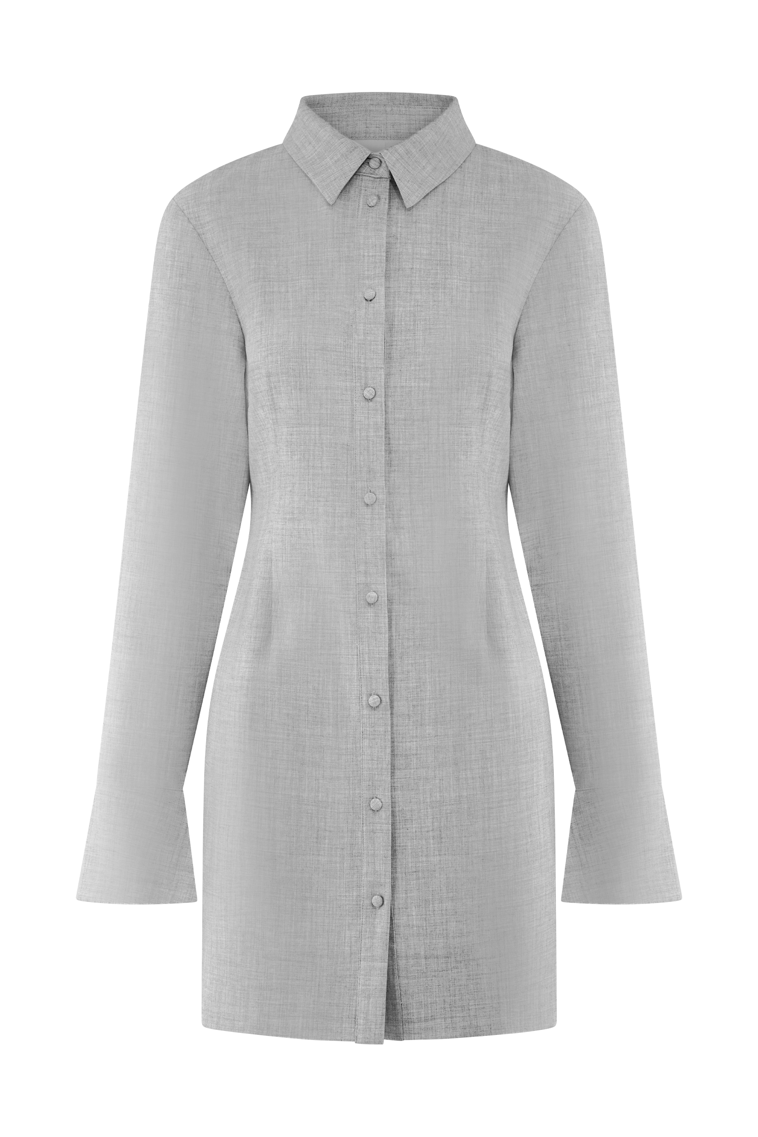 Dorian Fitted Shirt Mini Dress - Charcoal Marle