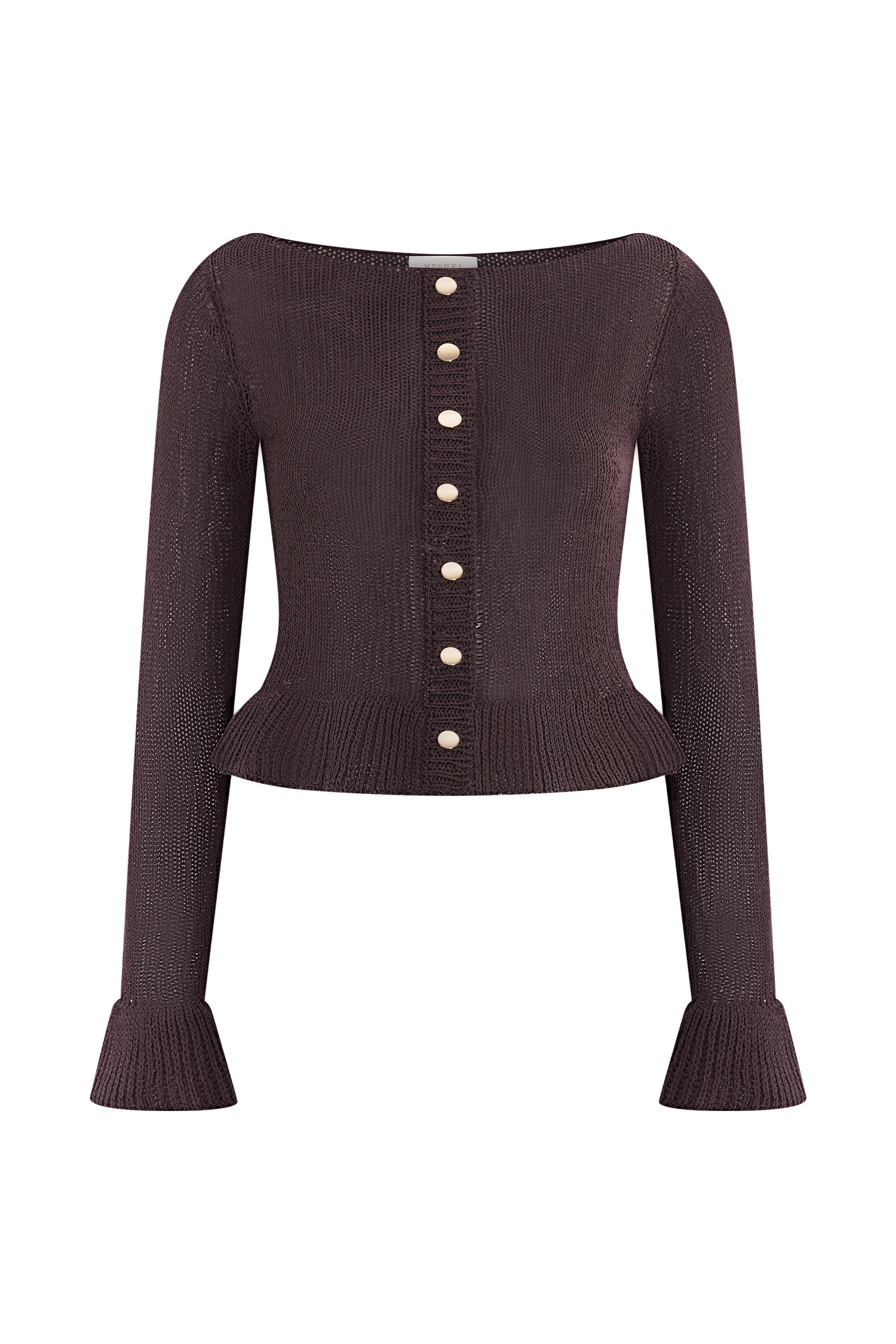 Eleanor Knit Frill Cardigan - Chocolate