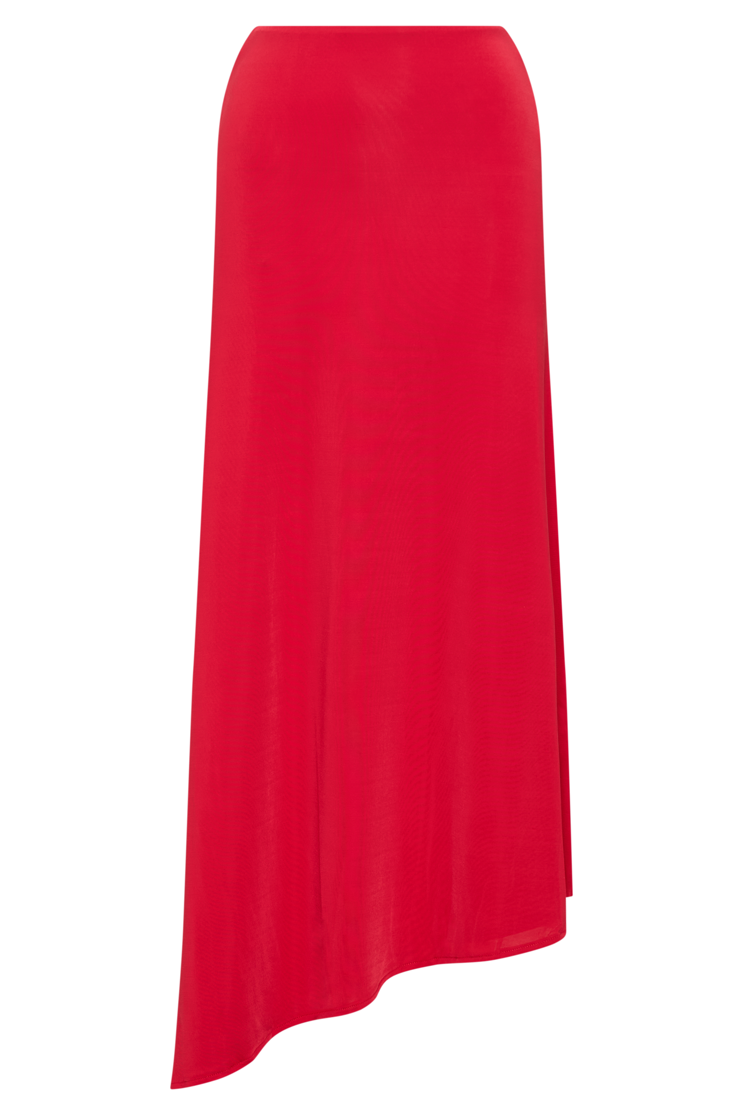 Bea Asymmetrical Slinky Maxi Skirt - Pomegranate