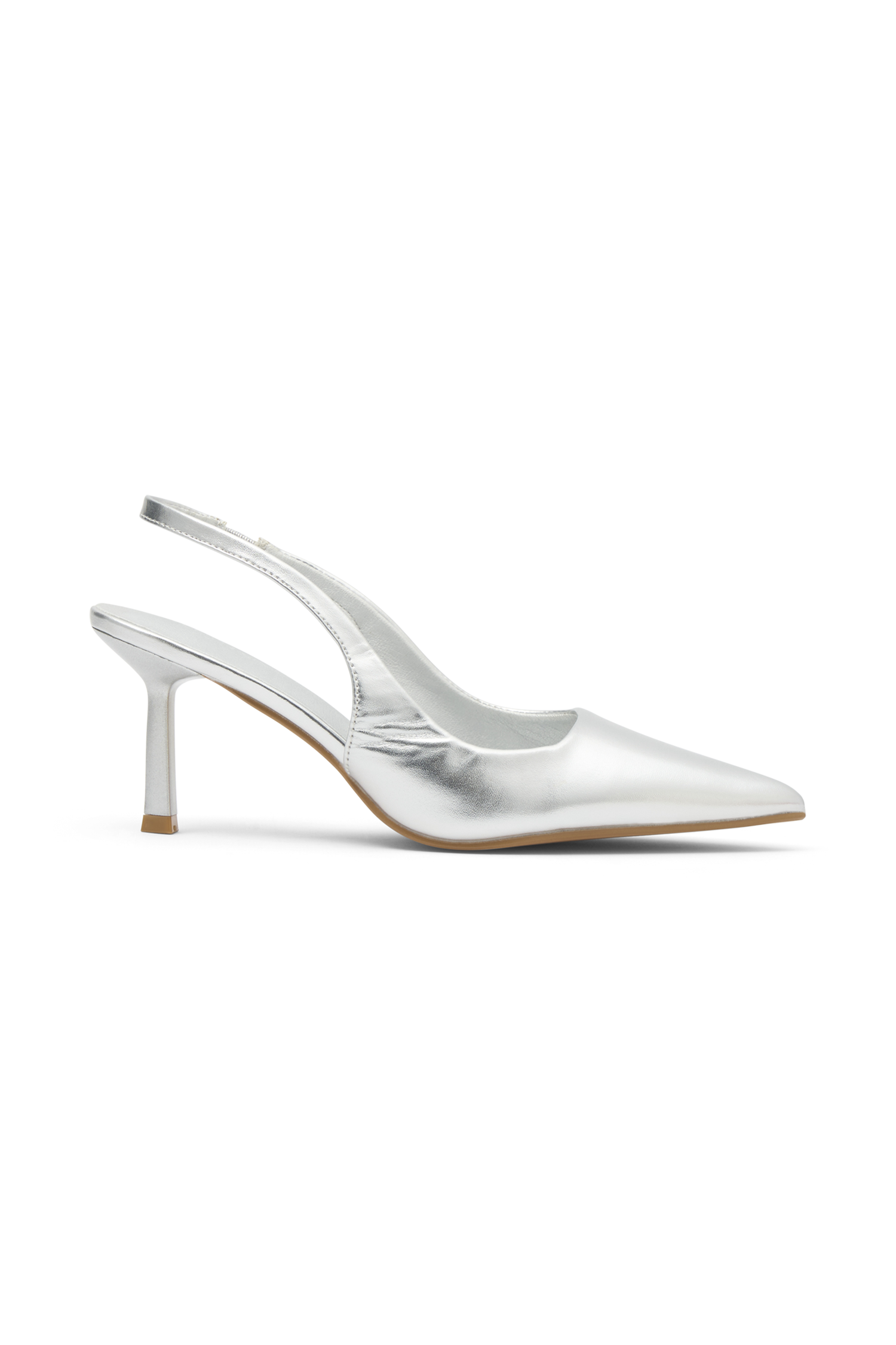 Dasha Patent Sling Back Heels - Silver