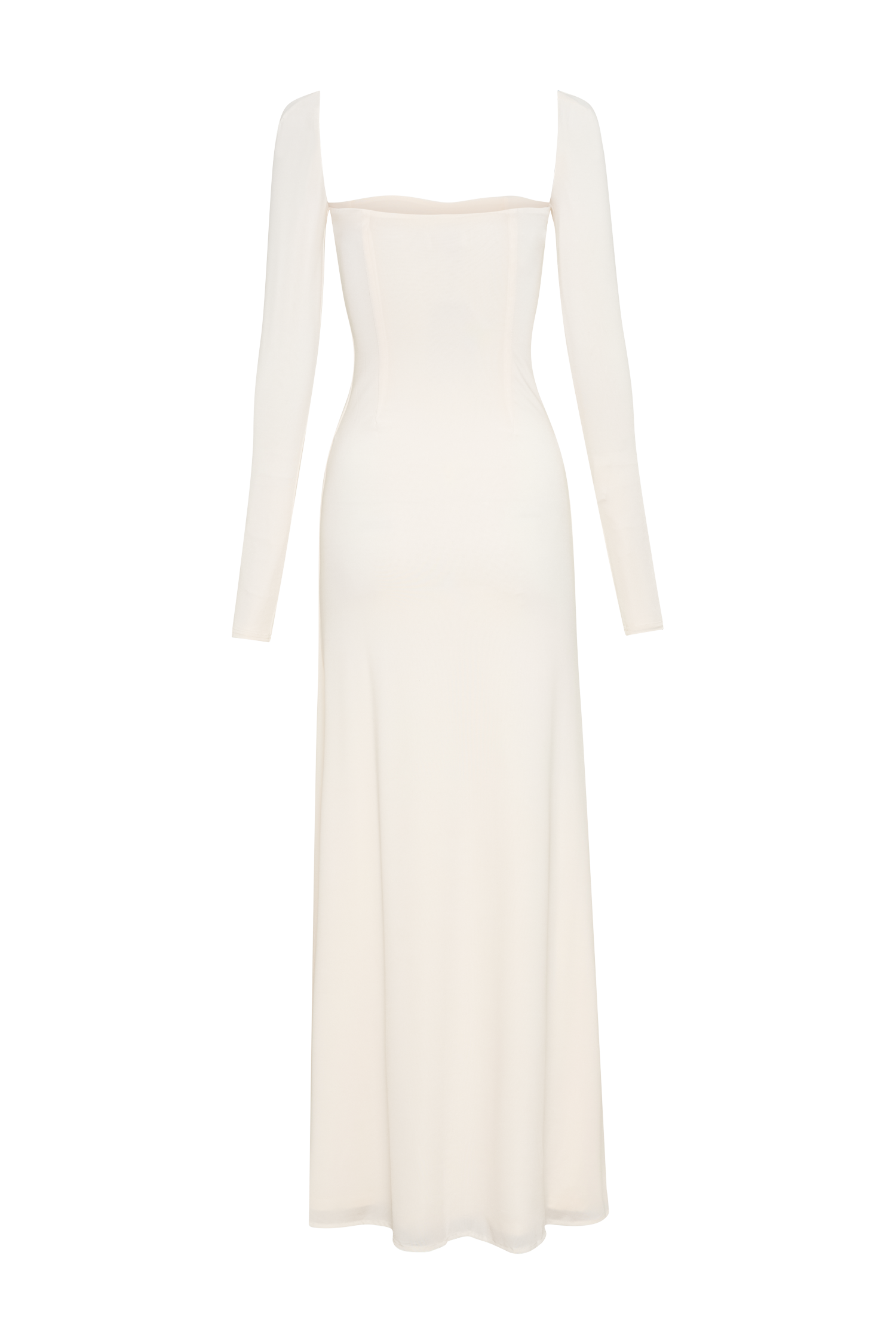 Desirie Slinky Long Sleeve Maxi Dress With Split - Ivory