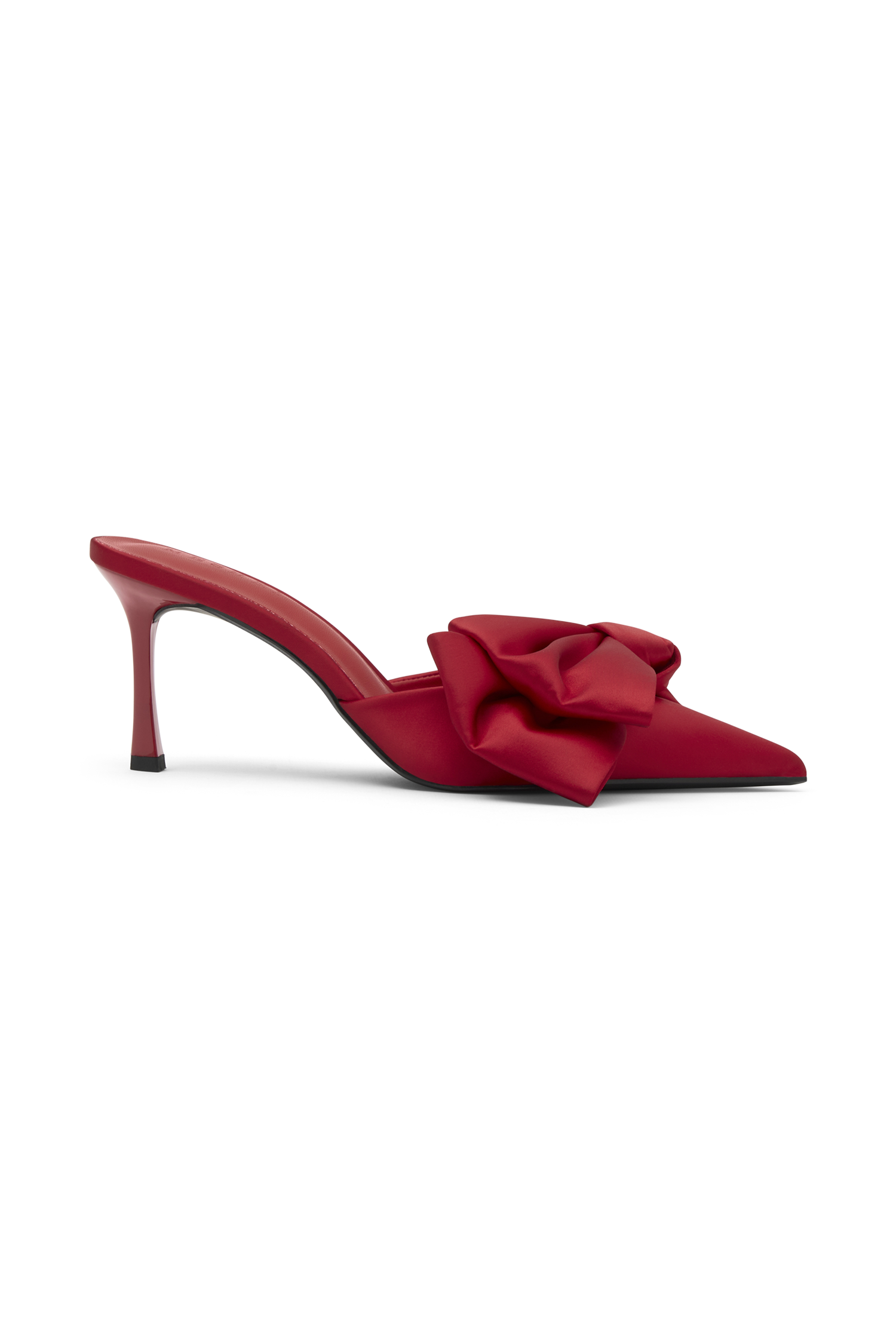 Elena Pointed Satin Bow Heel - Red