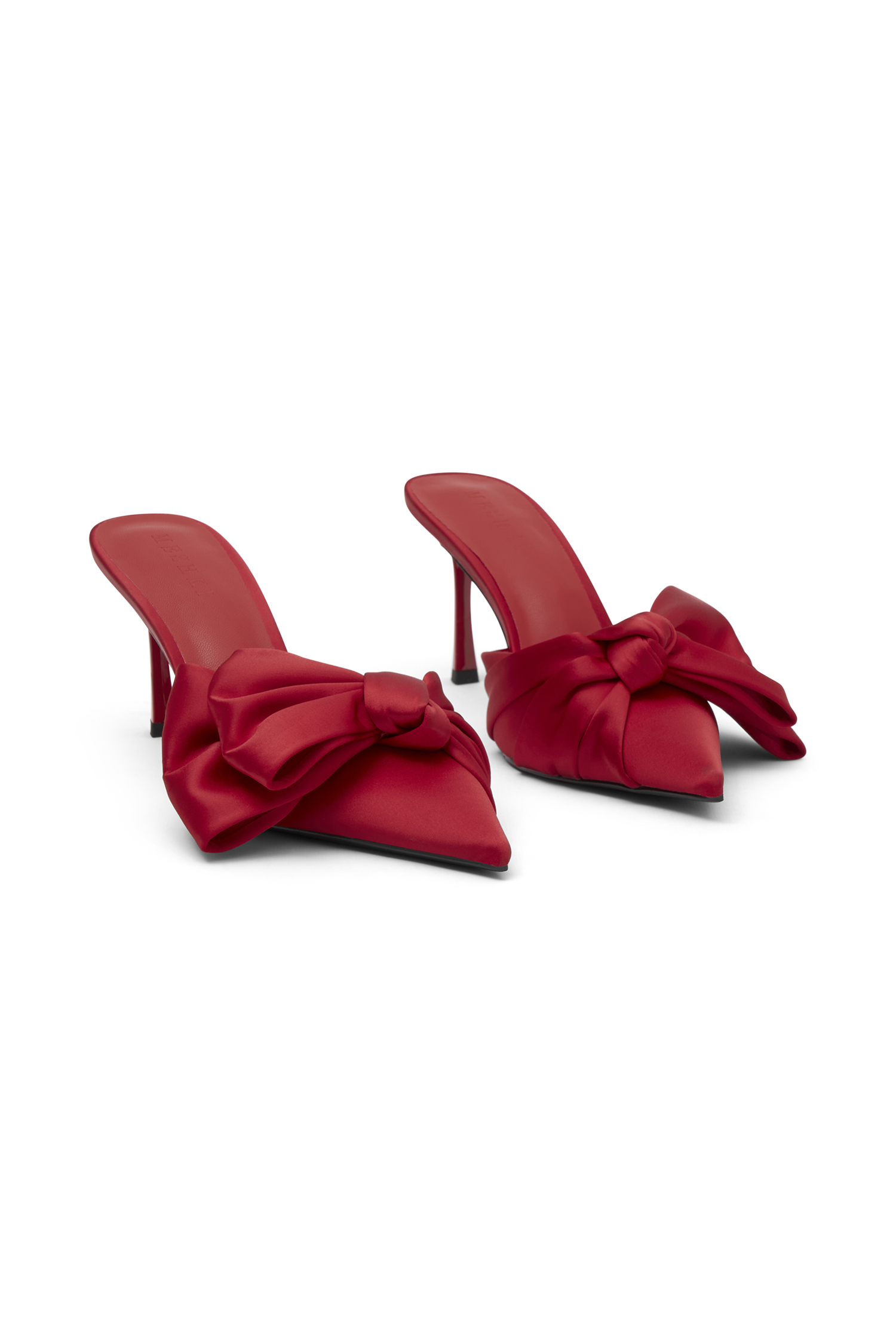 Elena Pointed Satin Bow Heel - Red
