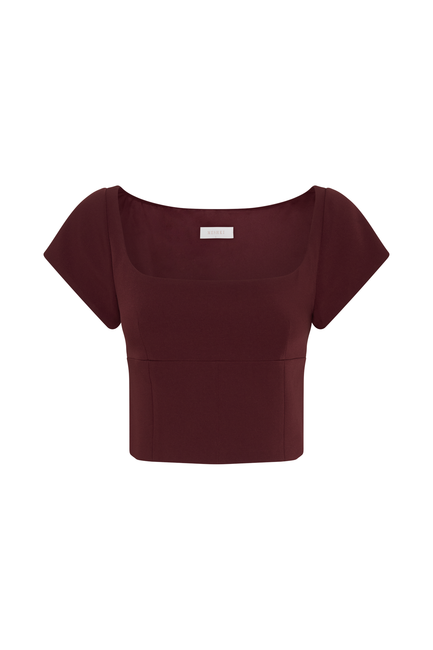 Ellis Cap Sleeve Longline Suiting Top - Mahogany