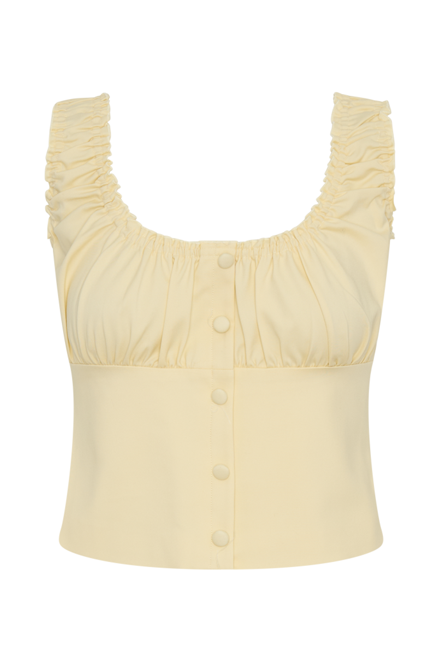 Ines Sleeveless Ruched Top - Lemon