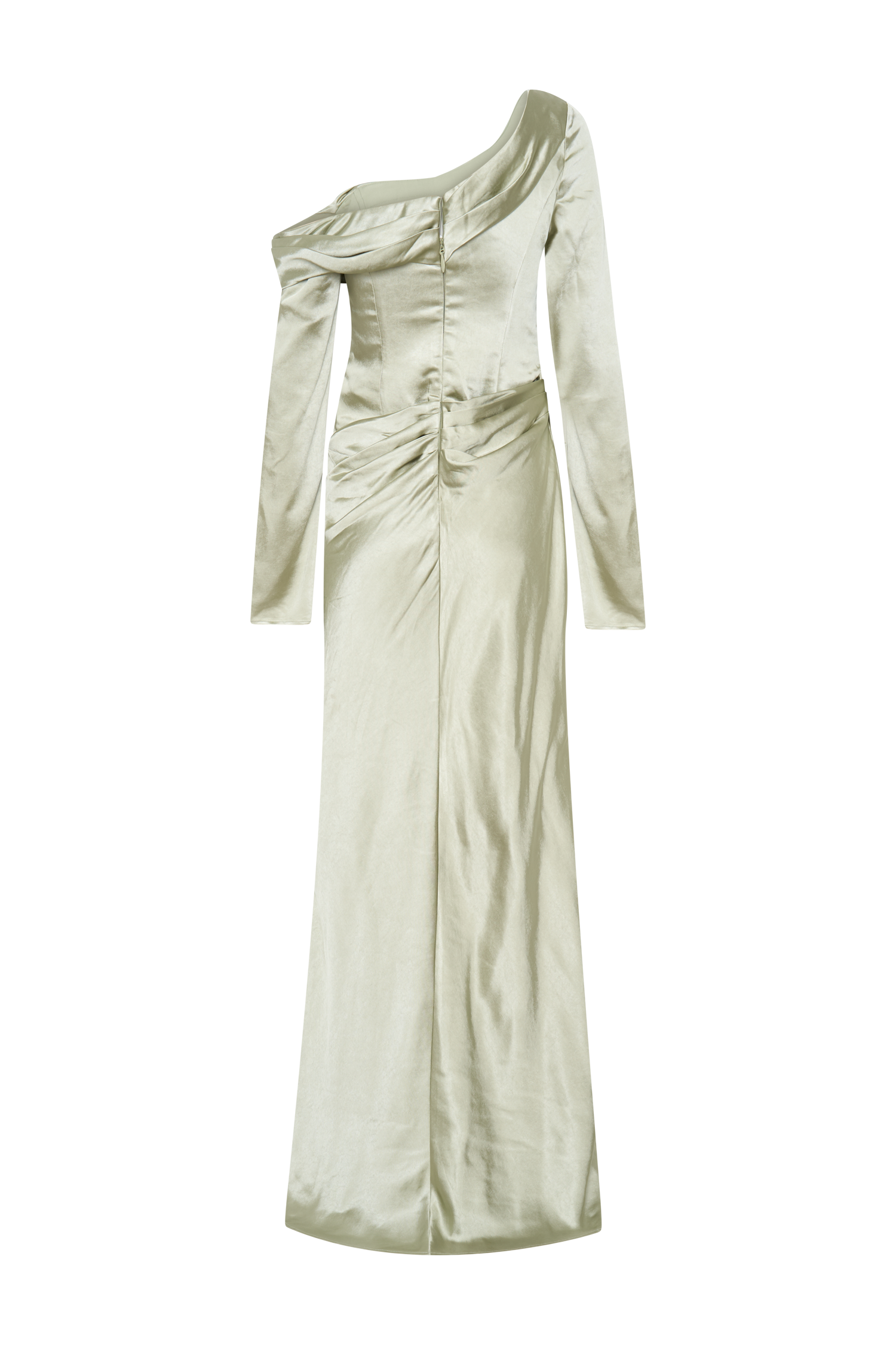 Iris Long Sleeve Satin Maxi Dress - Sage