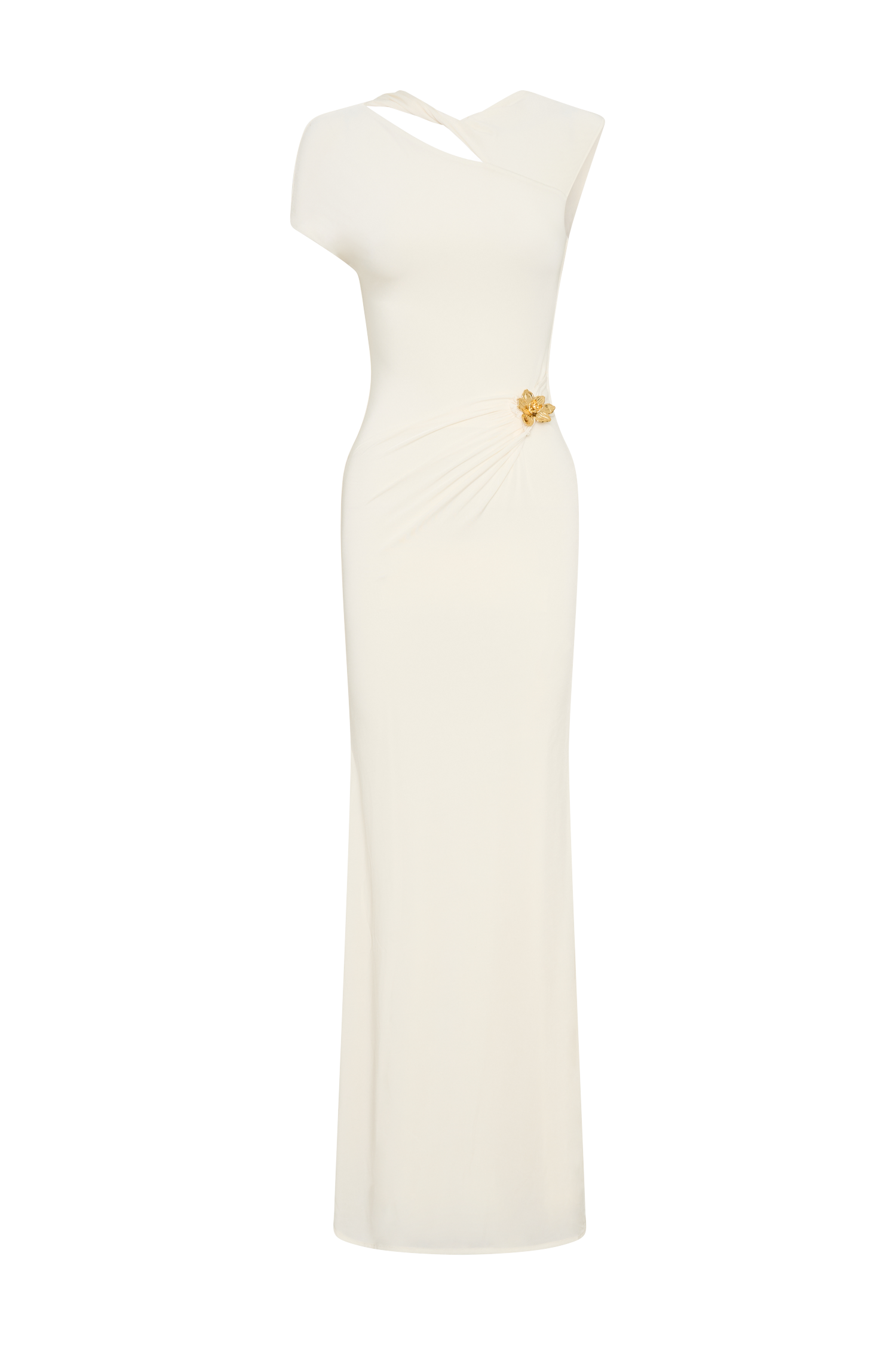 Kaida Slinky Maxi Dress With Hardware - Ivory