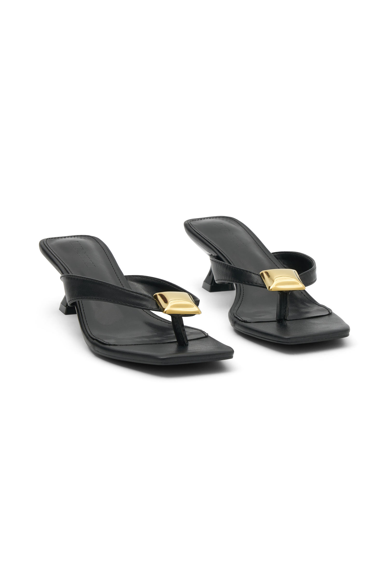 Paisley Kitten Heels With Hardware - Black