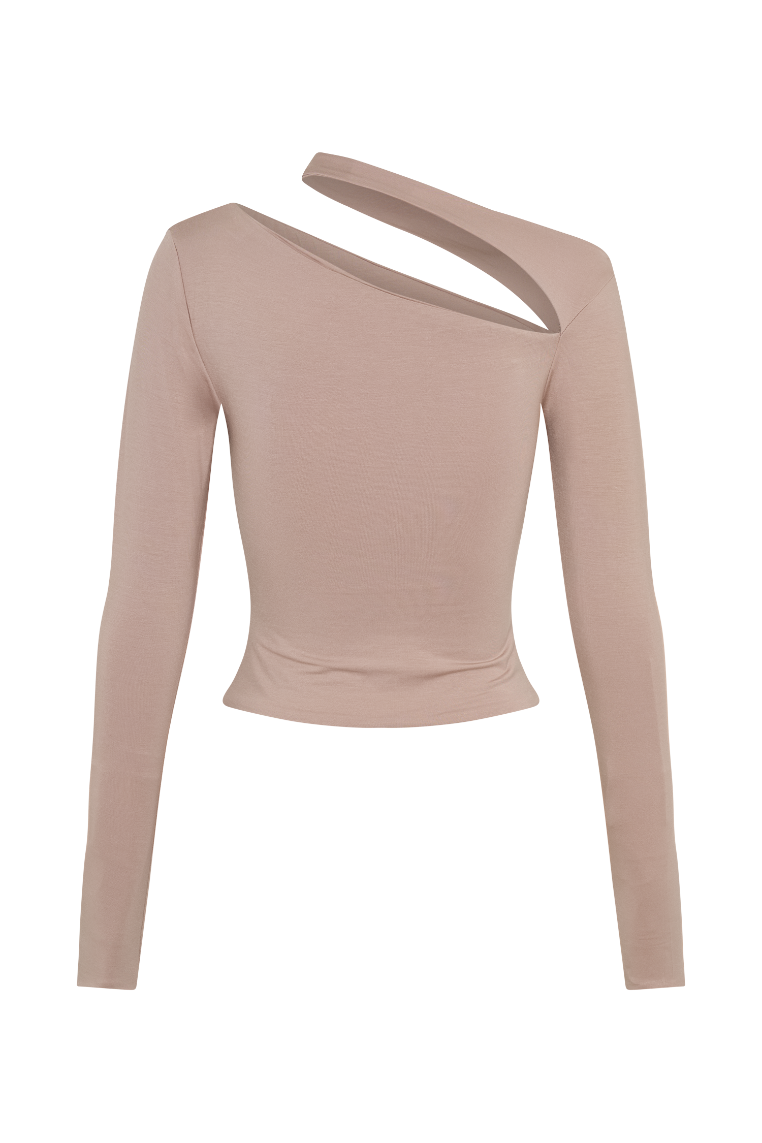 Sasha Modal Long Sleeve Top With Cut Out - Mushroom