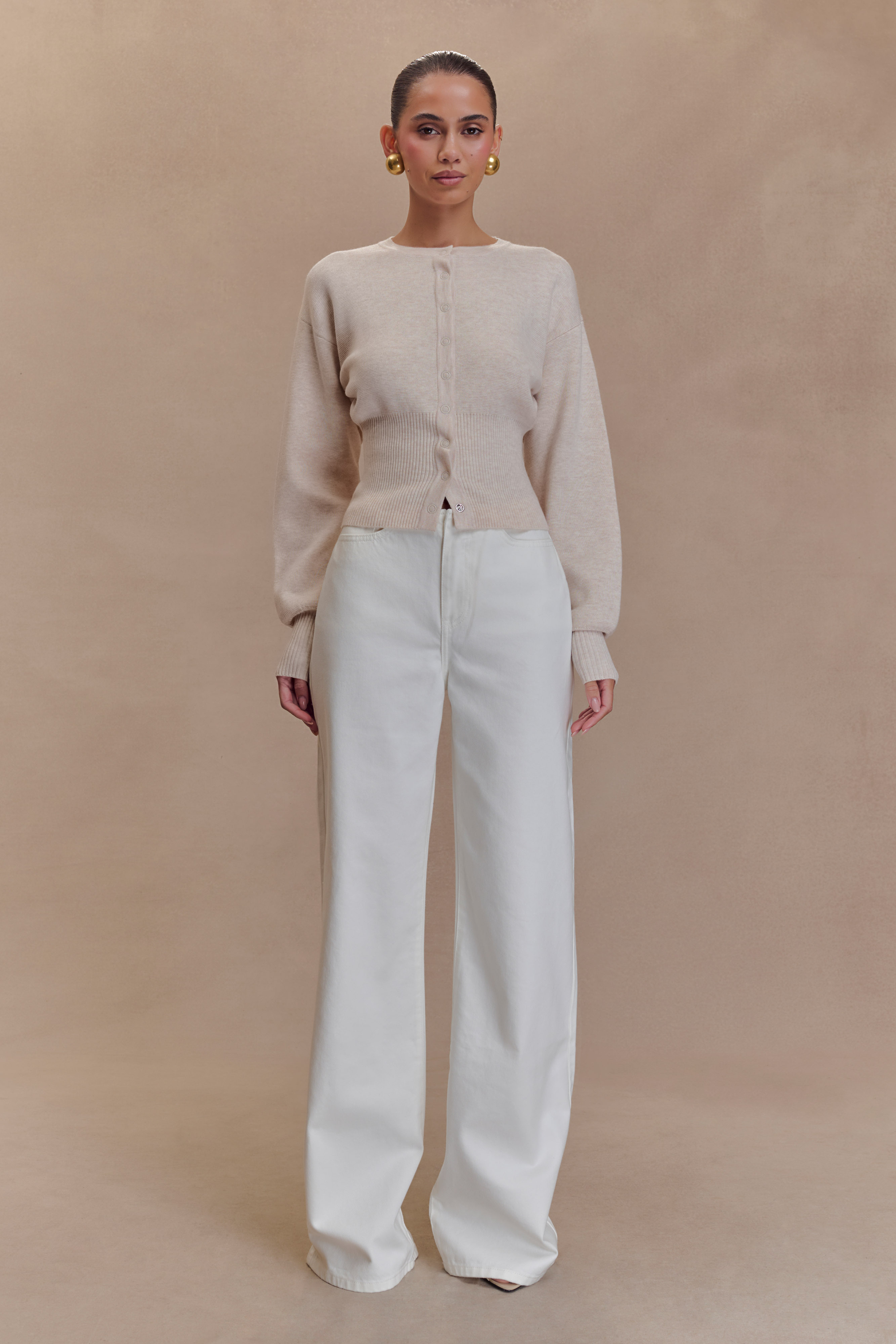 Ferne Button Up Knit Cardigan - Oat Marle