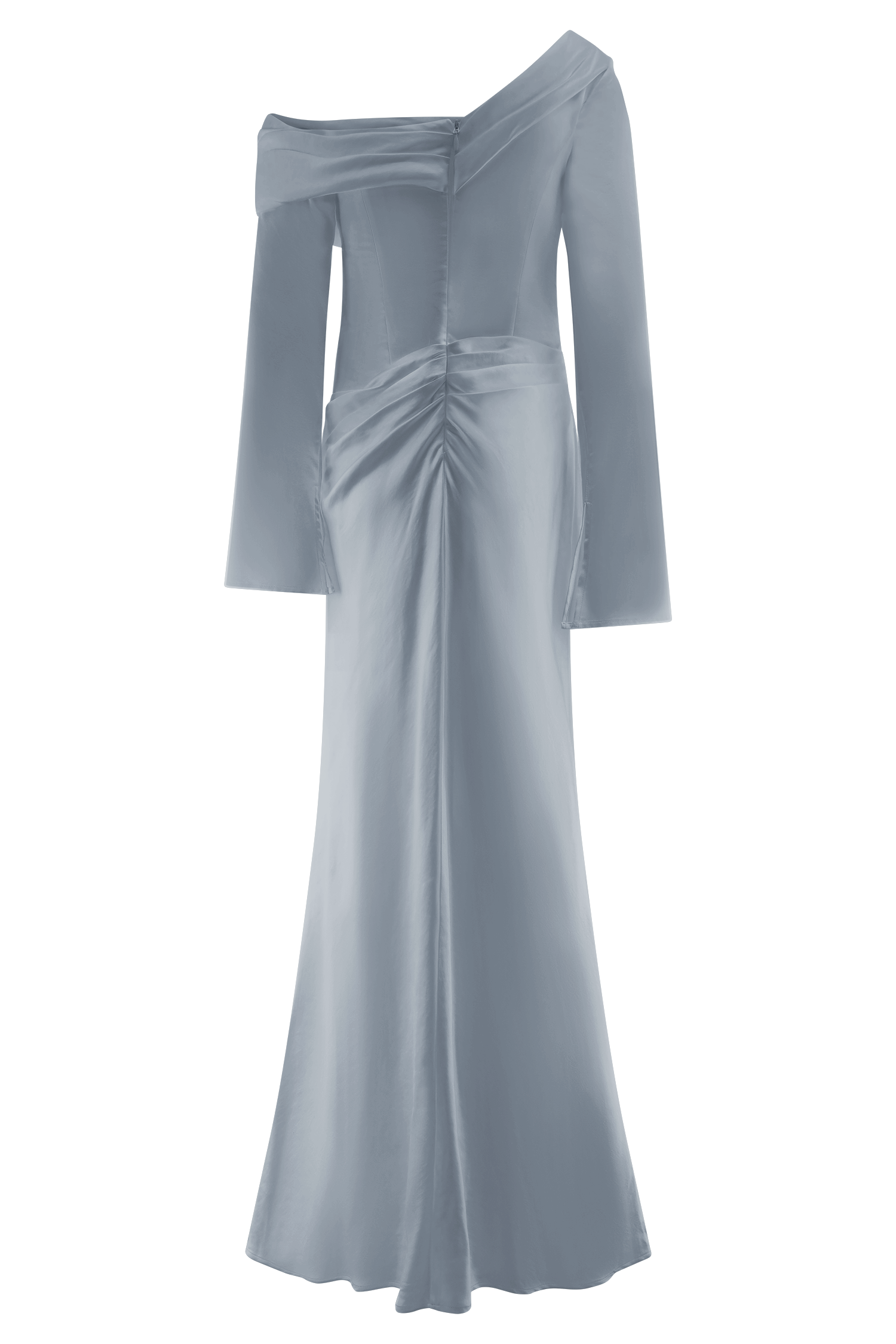 Iris Long Sleeve Satin Maxi Dress - Frosted Blue
