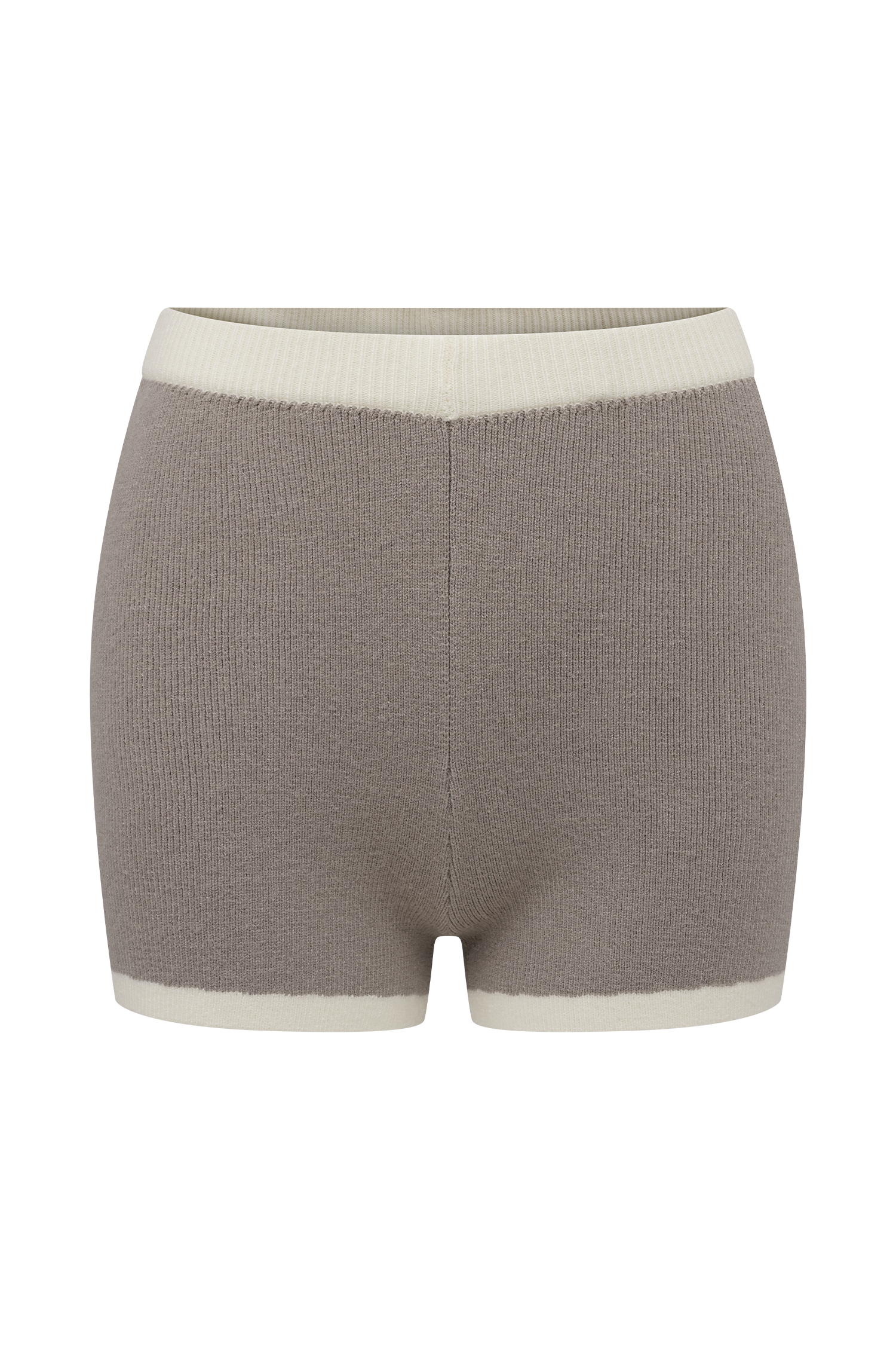 Julianne Contrast Knit Shorts - Pebble/Ivory
