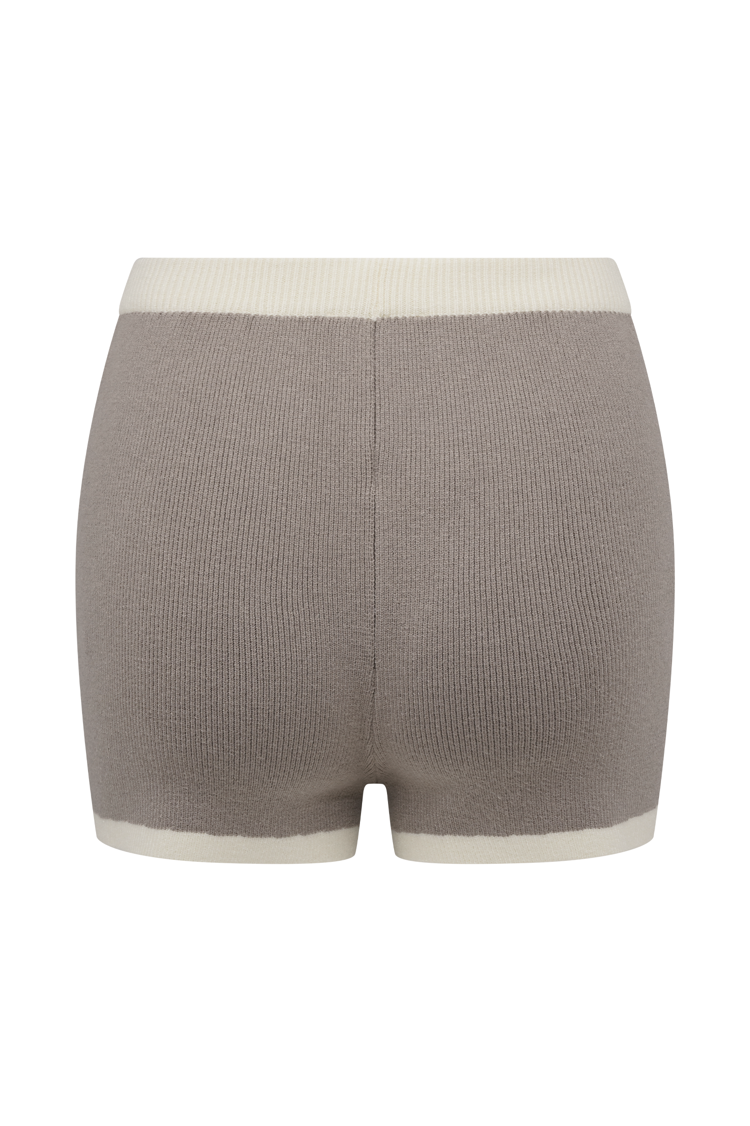 Julianne Contrast Knit Shorts - Pebble/Ivory