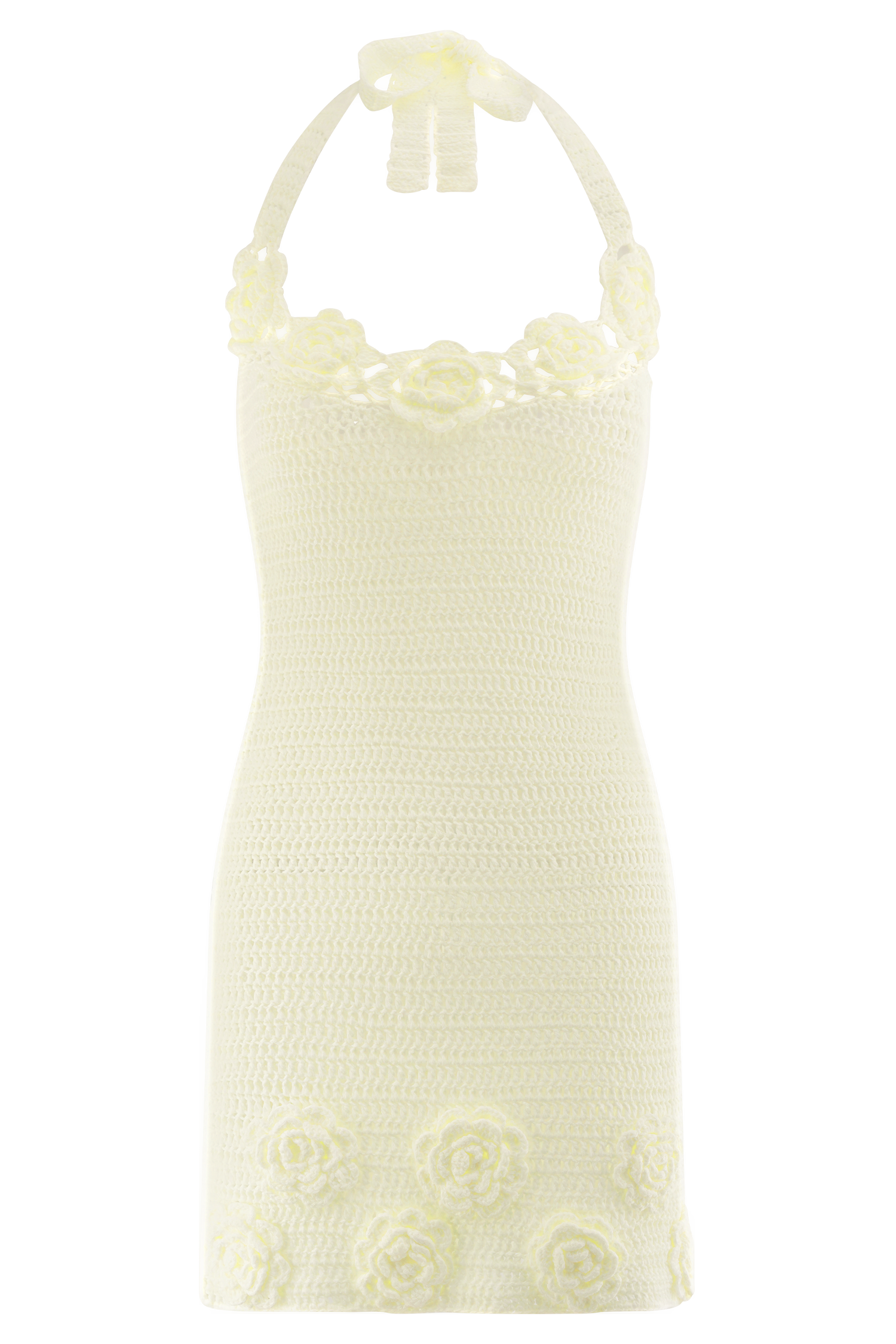 Liyah Floral Hand Crochet Mini Dress - Ivory