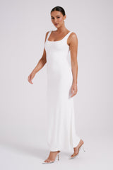 Aubree Recycled Nylon Fishtail Maxi Dress - White