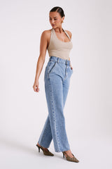 Marie Recycled Nylon Halter Top - Taupe