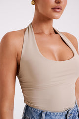 Marie Recycled Nylon Halter Top - Taupe