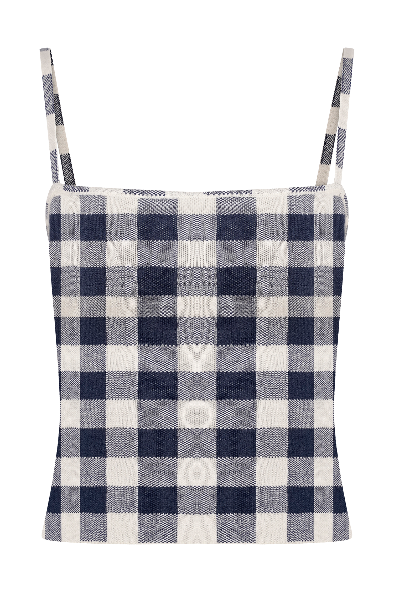 Marcie Sleeveless Knit Top - Navy Gingham