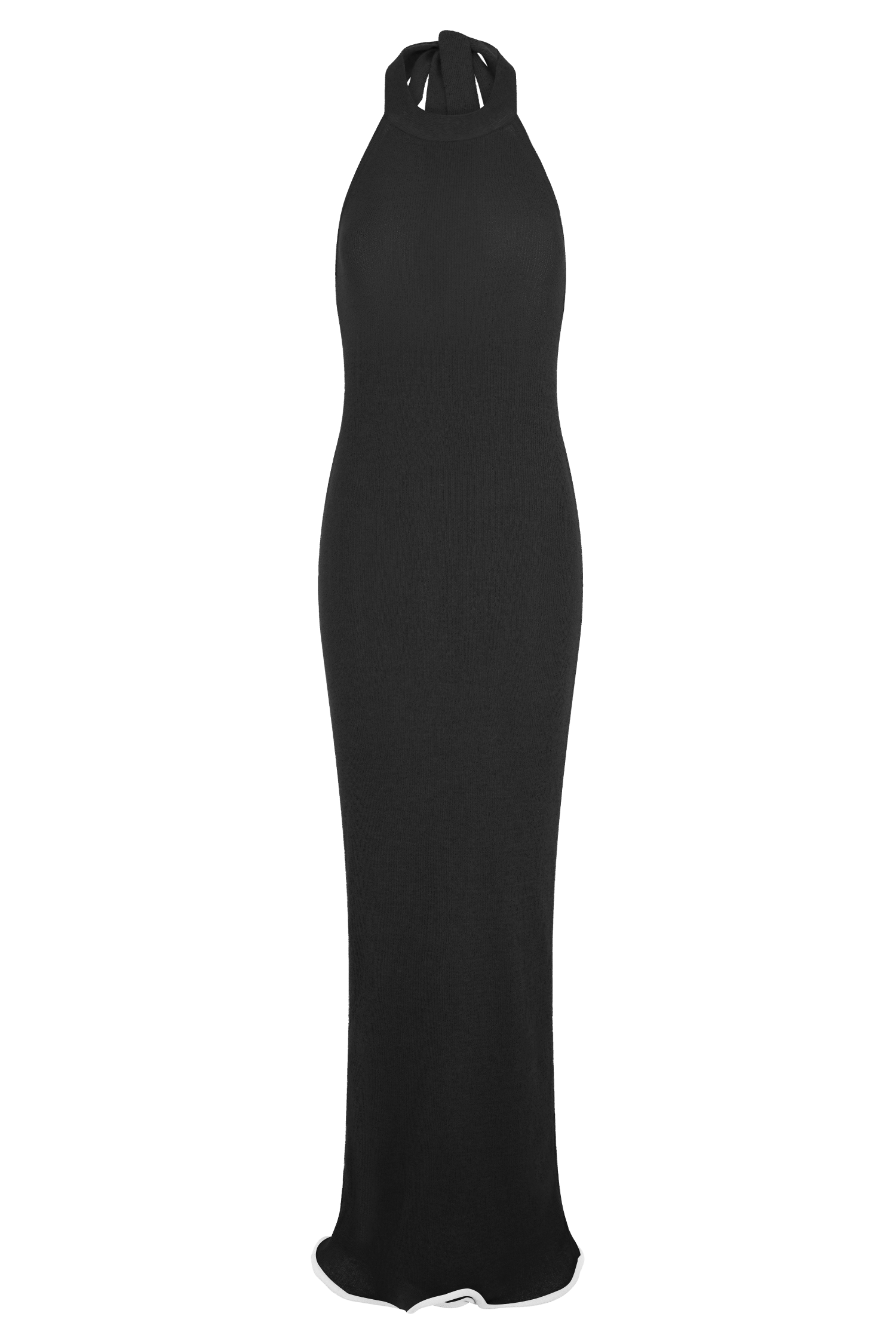 Melodie Halter Knit Maxi Dress - Black/White