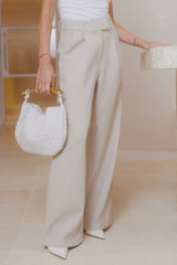 Natalie Textured Wide Leg Pant - Natural