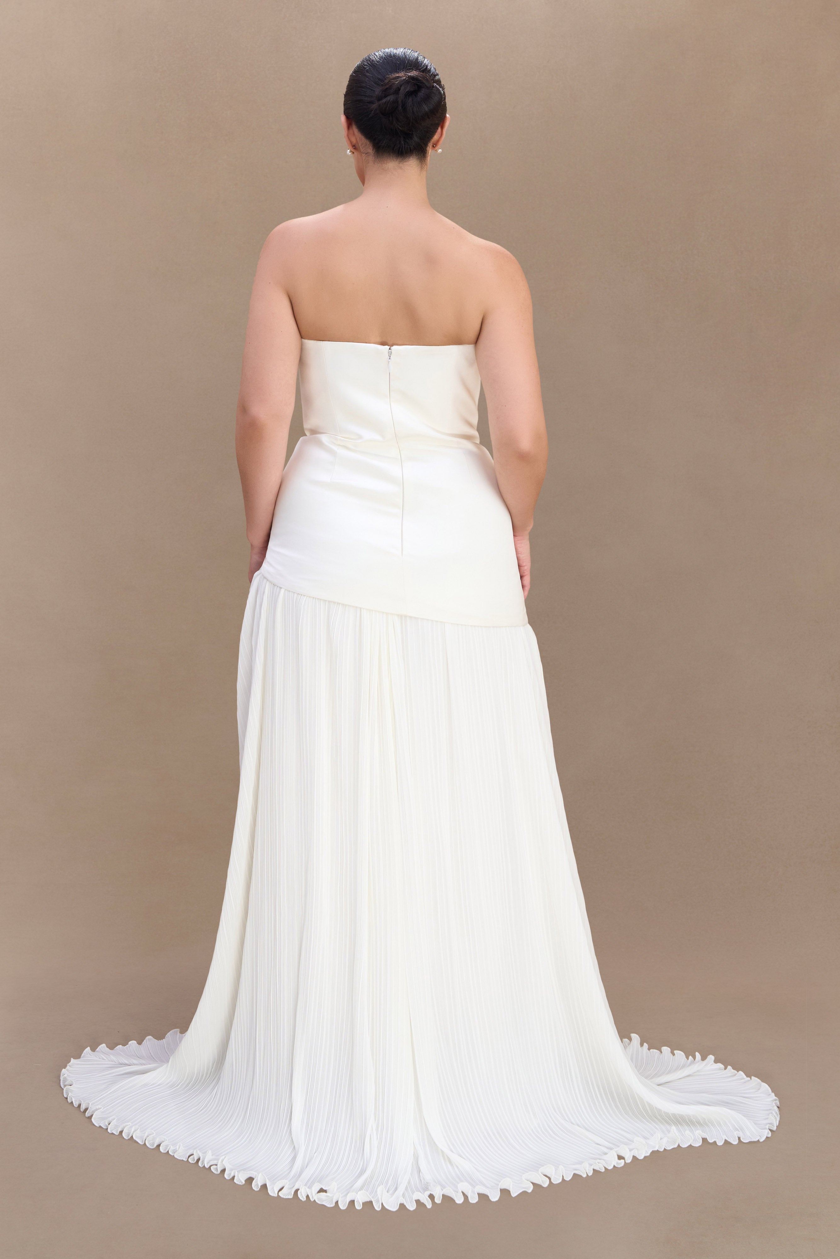 Juno Strapless Pleated Maxi Gown - White