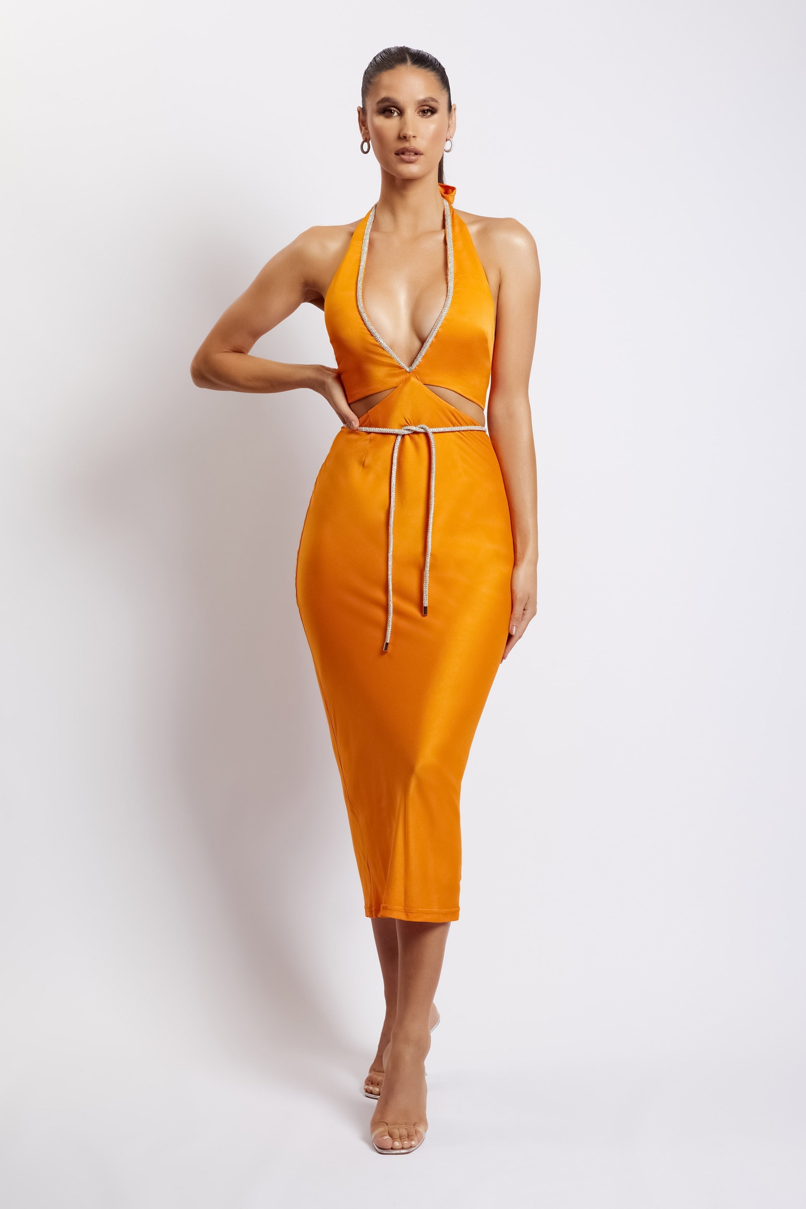 Lila Diamante Rope Midi Dress - Mandarin