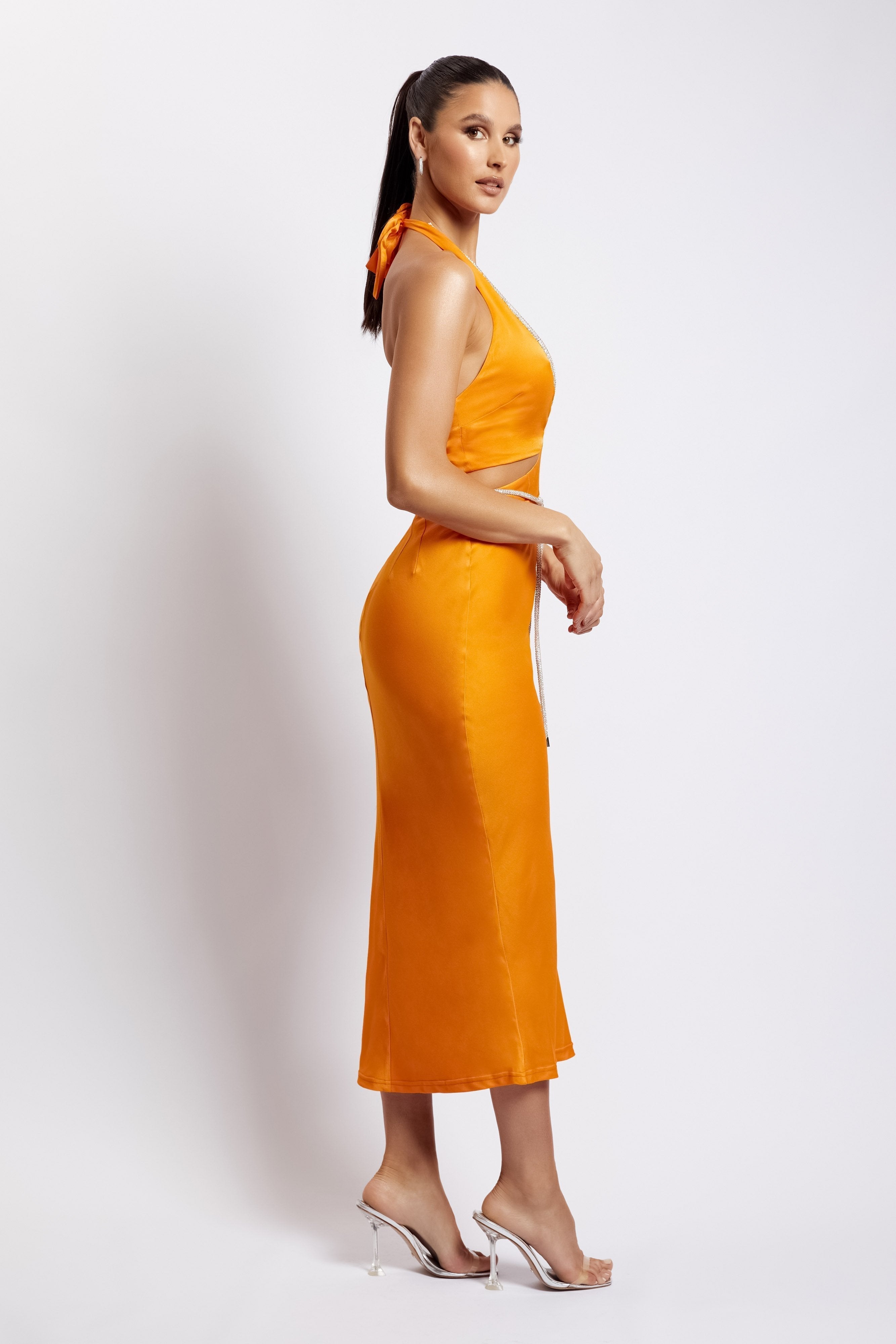 Lila Diamante Rope Midi Dress - Mandarin