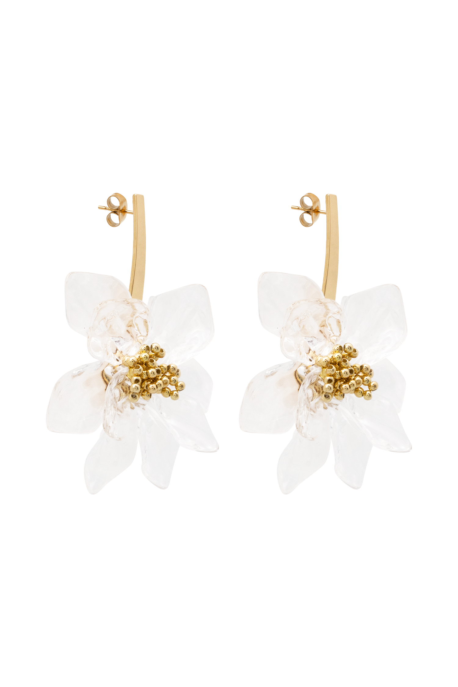 Naomi Acrylic Flower Earring - Gold