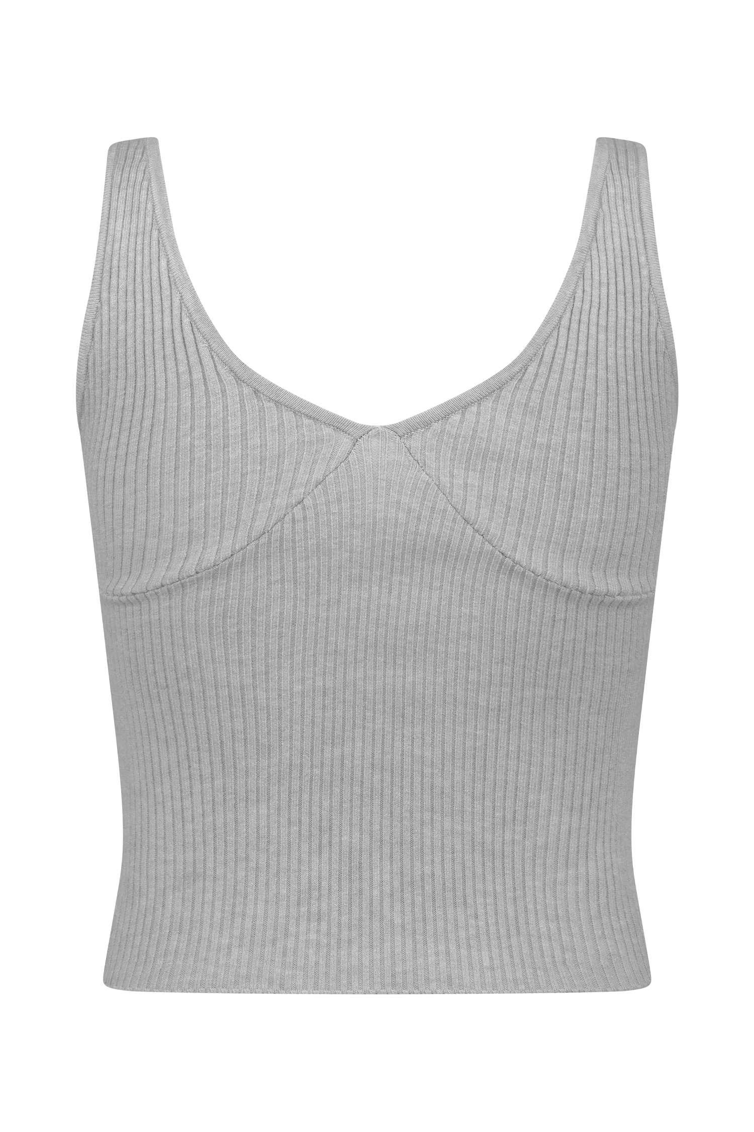 Natalya Ribbed Knit Cami Top - Heather Grey Marle