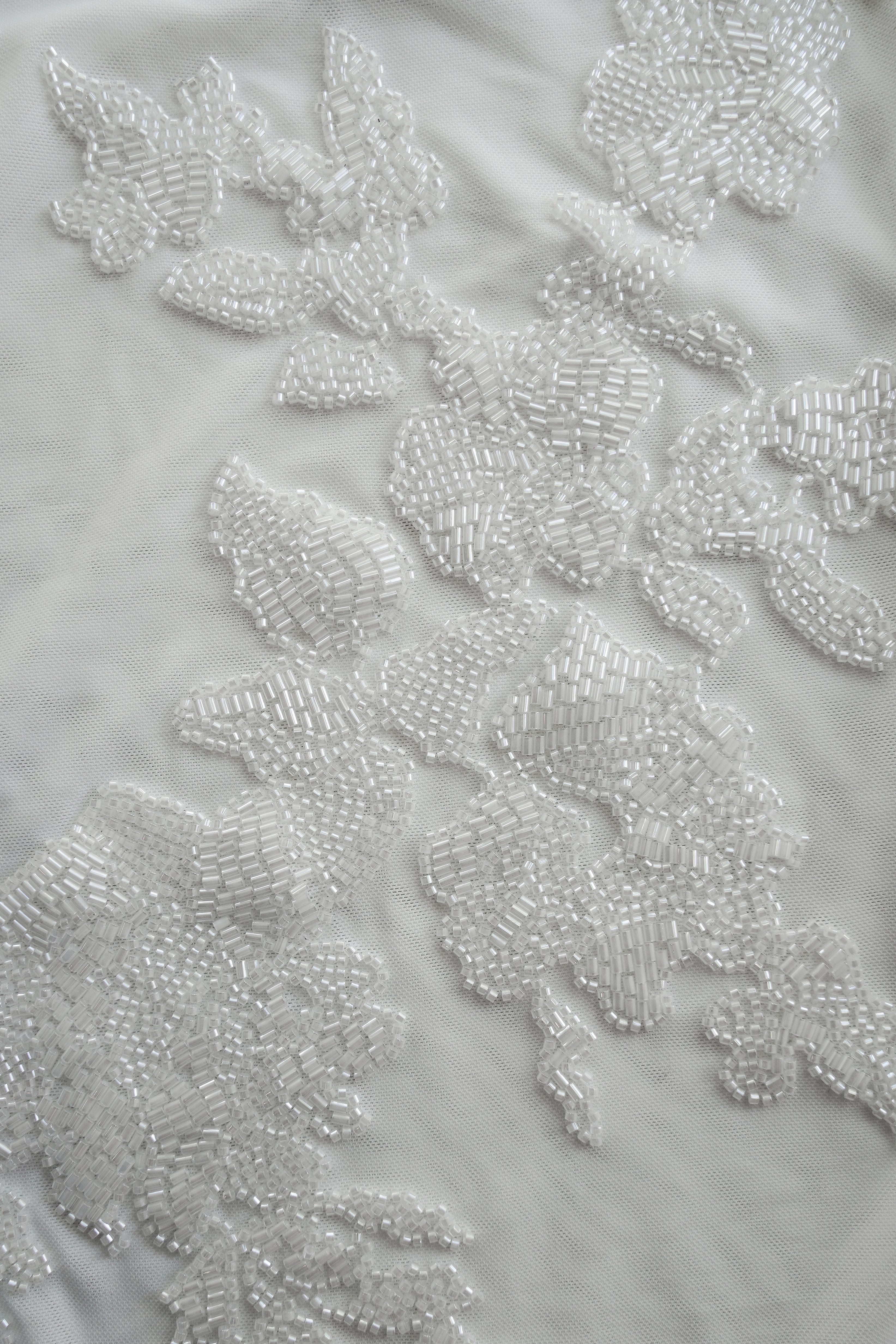 Luci Beaded Flower Mesh Top - White