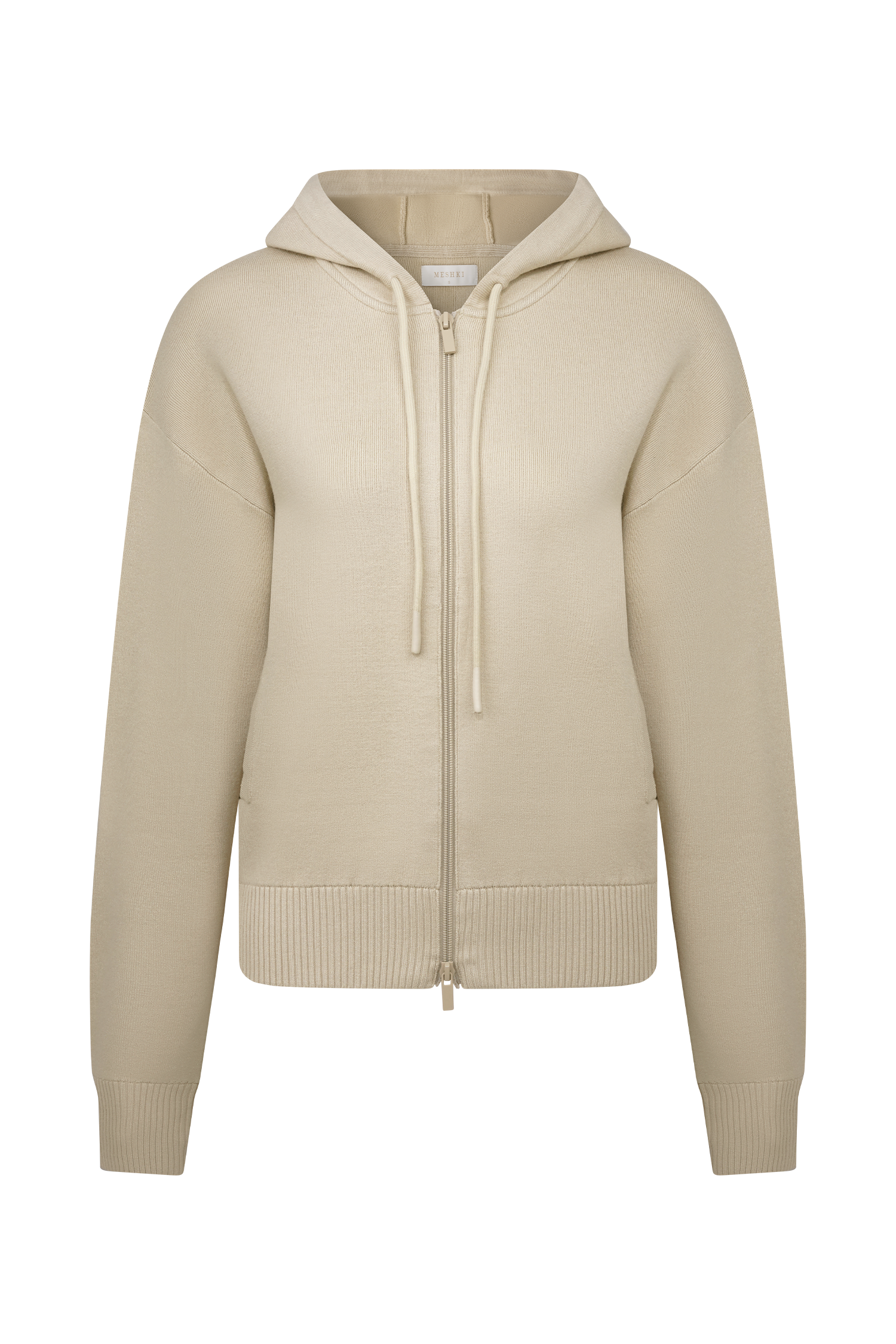 Sami Zip Front Knit Hoodie - Camel