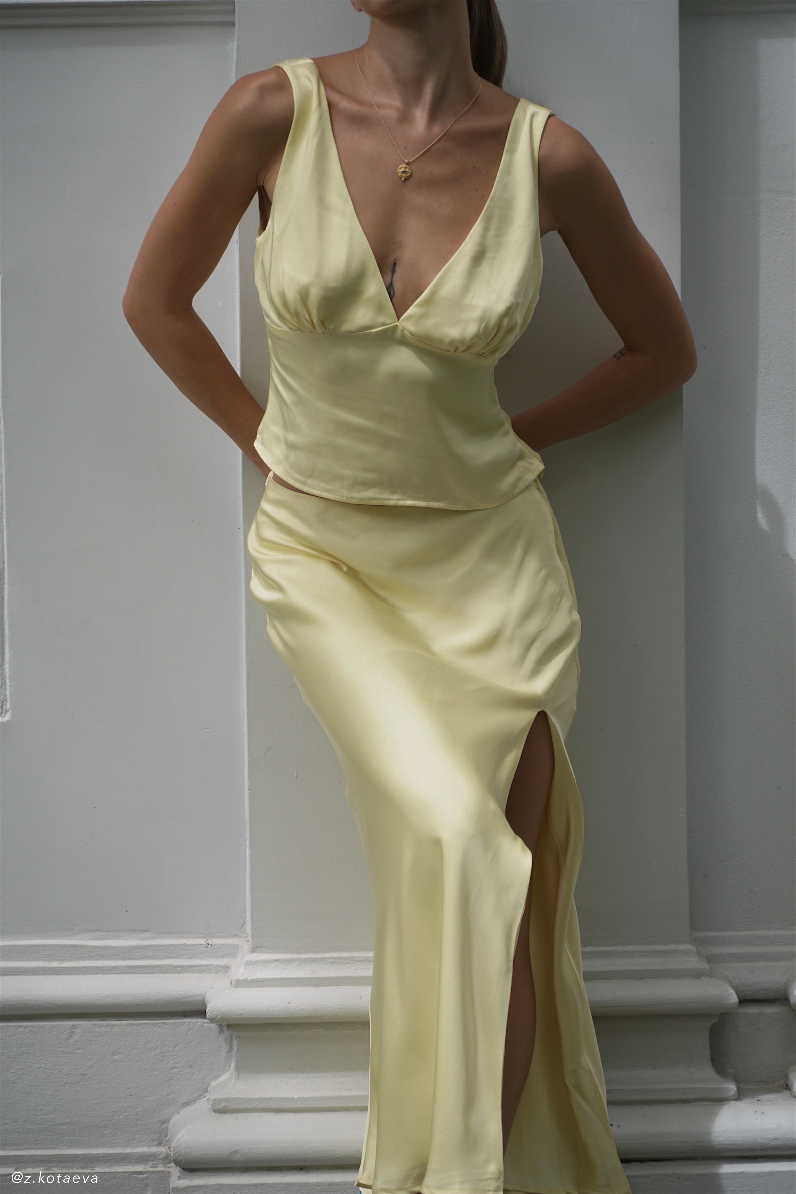 Edie Satin Top - Yellow